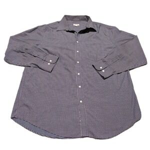 Merona The Ultimate Button Up Shirt Men's 17  Long Sleeve Blue Purple Non-Iron